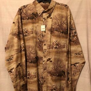 Turkey pheasant hunting button down dress shirt